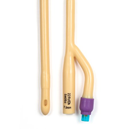 Dynarex Foley Catheter 2-Way Standard Tip 5 cc Balloon 22 Fr. Silicone Coated Latex