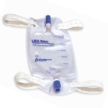 Dynarex Urinary Leg Bag Anti-Reflux Valve Sterile Fluid Path 500 mL Vinyl