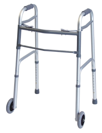 Graham-Field Dual Release Folding Walker Adjustable Height Lumex® Everyday Aluminum Frame 300 lbs. Weight Capacity 32 to 39 Inch Height