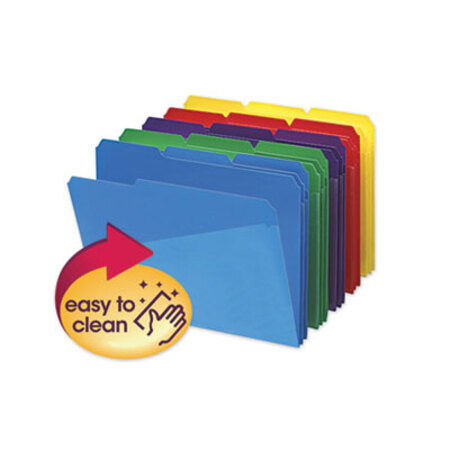 Smead® Poly Colored File Folders with Slash Pocket, 1/3-Cut Tabs, Letter Size, Assorted, 30/Box