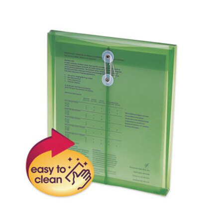 Smead® Poly String and Button Interoffice Envelopes, String and Button Closure, 9.75 x 11.63, Transparent Green, 5/Pack