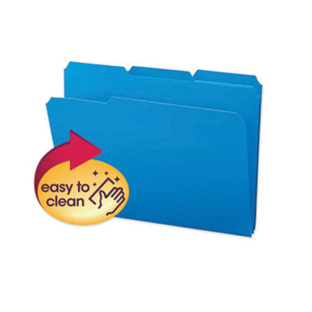 Smead® Top Tab Poly Colored File Folders, 1/3-Cut Tabs, Letter Size, Blue, 24/Box