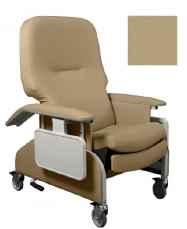 Graham-Field Drop Arm Recliner Lumex® Deluxe Clinical Care Vintage Gold Vinyl Upholstered Four Swivel Casters, 2 with Locks, 1 Directional