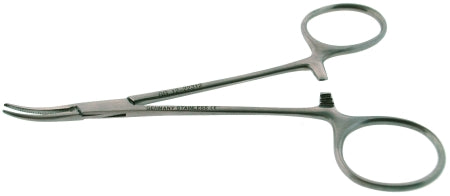 BR Surgical Hemostatic Forceps BR Surgical Halsted-Micro 5 Inch Length Surgical Grade Stainless Steel NonSterile Ratchet Lock Finger Ring Handle Curved Blunt - M-671673-2071 - Each