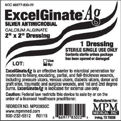 MPM Medical Silver Alginate Dressing ExcelGinate® AG 2 X 2 Inch Square Sterile