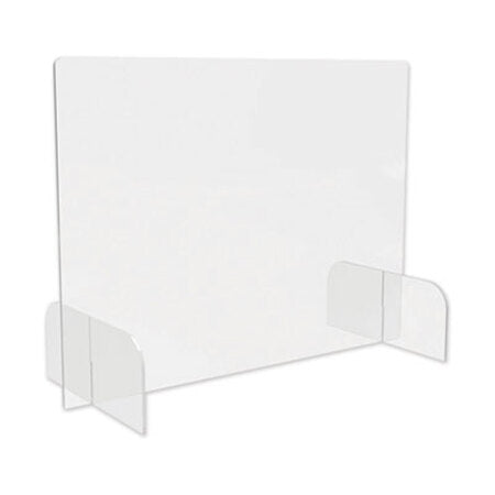 Deflecto® Counter Top Barrier with Full Shield and Feet, 31" x 14" x 23", Polycarbonate, Clear, 2/Carton