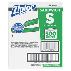 Ziploc® Resealable Sandwich Bags, 1.2 mil, 6.5" x 6", Clear, 500/Box