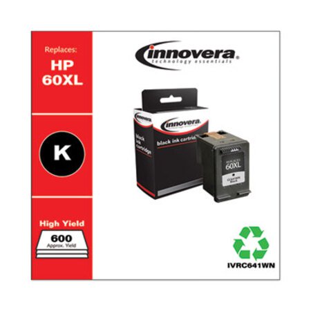 Innovera® Remanufactured Black High-Yield Ink, Replacement for HP 60XL (CC641WN), 600 Page-Yield