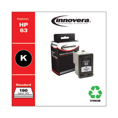 Innovera® Remanufactured Black Ink, Replacement for HP 63 (F6U62AN), 190 Page-Yield