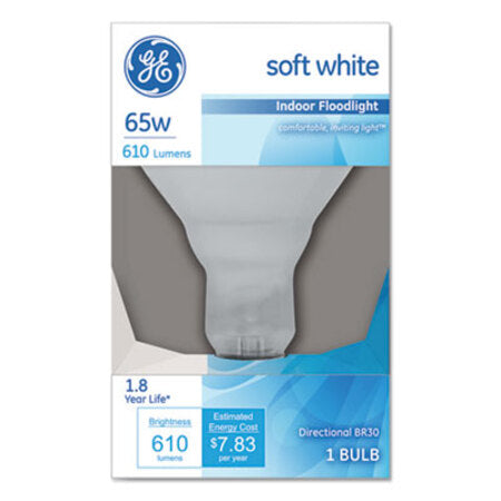 GE Incandescent Soft White BR30 Light Bulb, 65 W