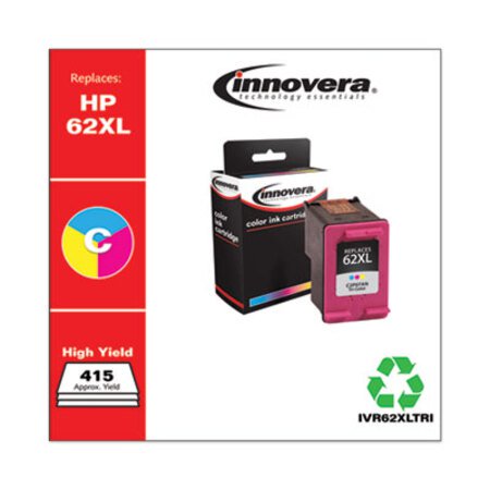 Innovera® Remanufactured Tri-Color High-Yield Ink, Replacement for HP 62XL (C2P07AN), 415 Page-Yield