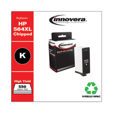 Innovera® Remanufactured Black High-Yield Ink, Replacement for HP 564XL (CB321WN), 550 Page-Yield