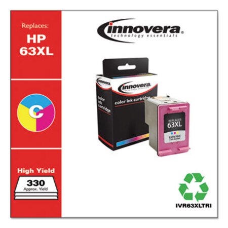 Innovera® Remanufactured Tri-Color High-Yield Ink, Replacement for HP 63XL (F6U63AN), 330 Page-Yield