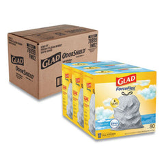 Glad® OdorShield Tall Kitchen Drawstring Bags, 13 gal, 0.95 mil, 24" x 27.38", White, 240/Carton