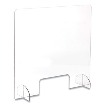 Safco® Portable Acrylic Sneeze Guard with Document Pass Through, 30 x 8 x 28, Acrylic, Clear