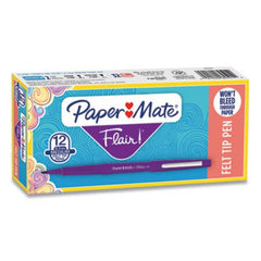 Paper Mate® Point Guard Flair Stick Porous Point Pen, Medium 0.7mm, Purple Ink/Barrel, Dozen