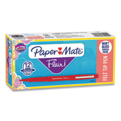 Paper Mate® Point Guard Flair Stick Porous Point Pen, Medium 0.7mm, Red Ink/Barrel, Dozen