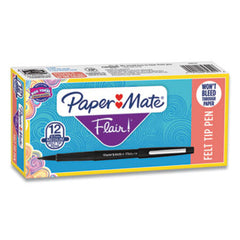 Paper Mate® Point Guard Flair Stick Porous Point Pen, Medium 0.7mm, Black Ink/Barrel, Dozen