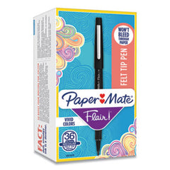 Paper Mate® Point Guard Flair Stick Porous Point Pen, Bold 1.4mm, Black Ink/Barrel, 36/Box