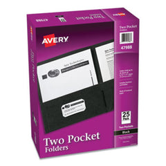 Avery® Two-Pocket Folder, 40-Sheet Capacity, Black, 25/Box