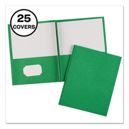 Avery® Two-Pocket Folder, Prong Fastener, Letter, 1/2" Capacity, Green, 25/Box