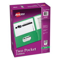 Avery® Two-Pocket Folder, 40-Sheet Capacity, Green, 25/Box