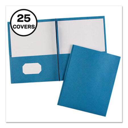 Avery® Two-Pocket Folder, Prong Fastener, Letter, 1/2" Capacity, Light Blue, 25/Box