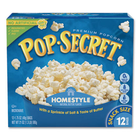 Pop Secret® Microwave Popcorn, Homestyle, 1.2 oz Bags, 12/Box