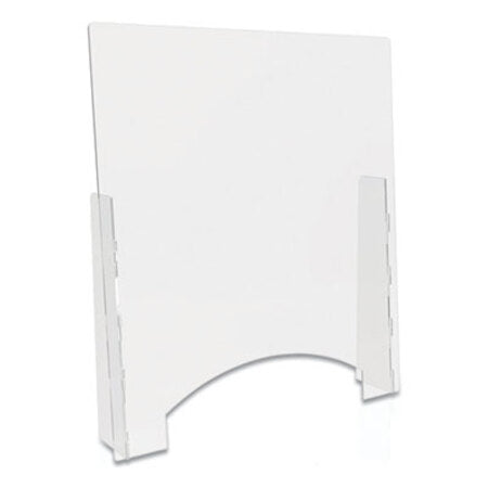 Deflecto® Counter Top Barrier with Pass Thru, 31.75" x 6" x 36", Polycarbonate, Clear, 2/Carton