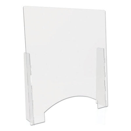 Deflecto® Counter Top Barrier with Pass Thru, 31.75" x 6" x 36", Acrylic, Clear, 2/Carton