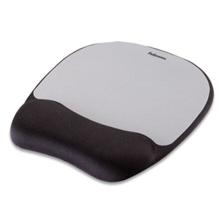 Fellowes® Memory Foam Mouse Pad Wrist Rest, 7 15/16 x 9 1/4, Black/Silver