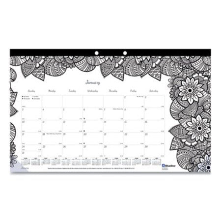 Blueline® DoodlePlan Desk Calendar with Coloring Pages, 17.75 x 10.88, 2021