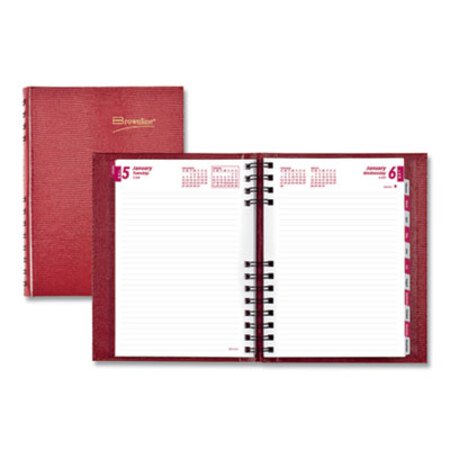 Brownline® CoilPro Daily Planner, Ruled 1 Day/Page, 8.25 x 5.75, Red, 2021