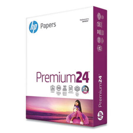 HP Papers Premium24 Paper, 98 Bright, 24lb, 8.5 x 11, Ultra White, 500/Ream