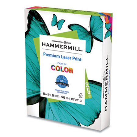 Hammermill® Premium Laser Print Paper, 98 Bright, 32lb, 8.5 x 11, White, 500/Ream
