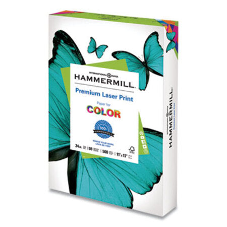 Hammermill® Premium Laser Print Paper, 98 Bright, 24lb, 11 x 17, White, 500/Ream