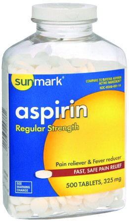 Pain Relief sunmark® 325 mg Strength Aspirin Tablet 500 per Bottle