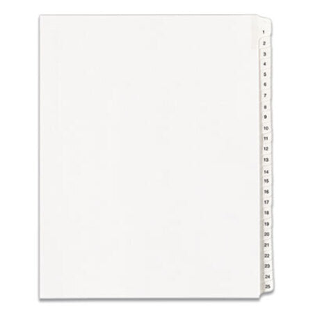 Avery® Preprinted Legal Exhibit Side Tab Index Dividers, Allstate Style, 25-Tab, 1 to 25, 11 x 8.5, White, 1 Set, (1701)