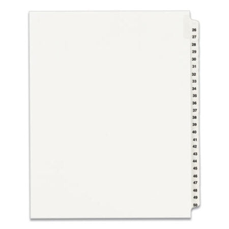 Avery® Preprinted Legal Exhibit Side Tab Index Dividers, Avery Style, 25-Tab, 26 to 50, 11 x 8.5, White, 1 Set, (1331)