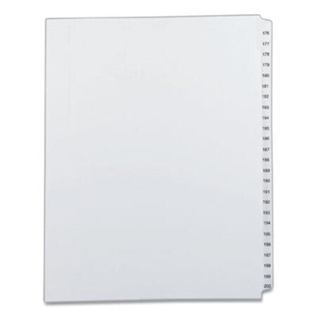 Avery® Preprinted Legal Exhibit Side Tab Index Dividers, Allstate Style, 25-Tab, 176 to 200, 11 x 8.5, White, 1 Set