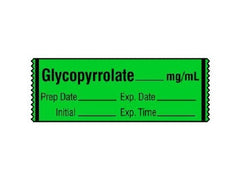 Shamrock Scientific Drug Label Shamrock Anesthesia Label Glycopyrrolate _____ mg / mL / Prep Date _____ Exp. Date _____ / Initial _____ Exp. Time _____ Green 1/2 X 1 Inch - M-681881-1783 - Roll of 1