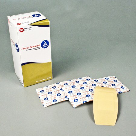 Dynarex Adhesive Strip Dynarex 2 X 4-1/2 Inch Plastic Rectangle Tan Sterile