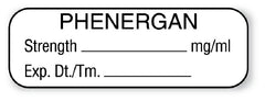 United Ad Label Drug Label UAL™ Anesthesia Label Phenergan Strength_mg/mL Exp Dt Tm_ White 1/2 X 1-1/2 Inch - M-682018-4906 - Roll of 1