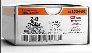 Suture with Needle Ti•Cron Nonabsorbable Coated Blue Suture Braided Polyester Size 2 - 0 30 Inch Suture 1-Needle 37 mm Length 1/2 Circle Reverse Cutting Needle