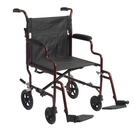 Drive Medical Transport Wheelchair drive™ Steel Frame with Red Finish 450 lbs. Weight Capacity Desk Length / Padded / Removable Arm Black Upholstery