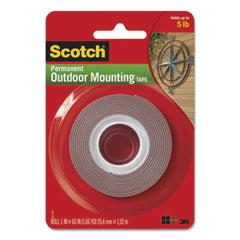 Scotch® Exterior Weather-Resistant Double-Sided Tape, 1" x 60", Gray