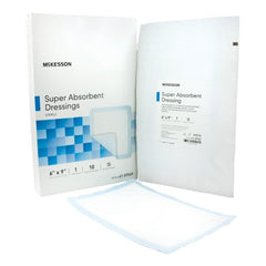 Super Absorbent Dressing McKesson Polyethylene / NonWoven Polypropylene / Cellulose / Superabsorber 6 X 9 Inch Sterile