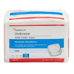 Cardinal Unisex Adult Absorbent Underwear Sure Care™ Pull On with Tear Away Seams Large Disposable Heavy Absorbency - M-683380-1531 - Case of 64