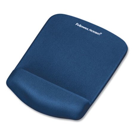 Fellowes® PlushTouch Mouse Pad with Wrist Rest, Foam, Blue, 7 1/4 x 9-3/8