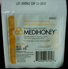 Calcium Alginate Dressing MEDIHONEY® 2 X 2 Inch Square Calcium Alginate / Active Leptospermum Honey Sterile